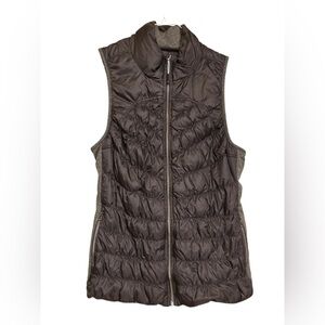 Tangerine Dark Gray and Silver Puffer Vest Full Zip